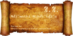 Némethi Nikétás névjegykártya